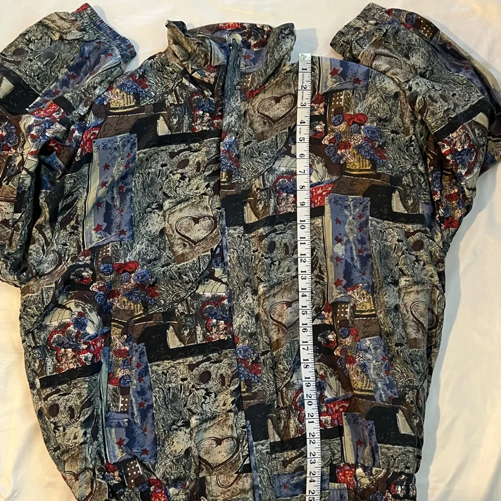 Vintage Fuda International Womens Silk Full Zip Jacket Large 80s 90s Art To Wear